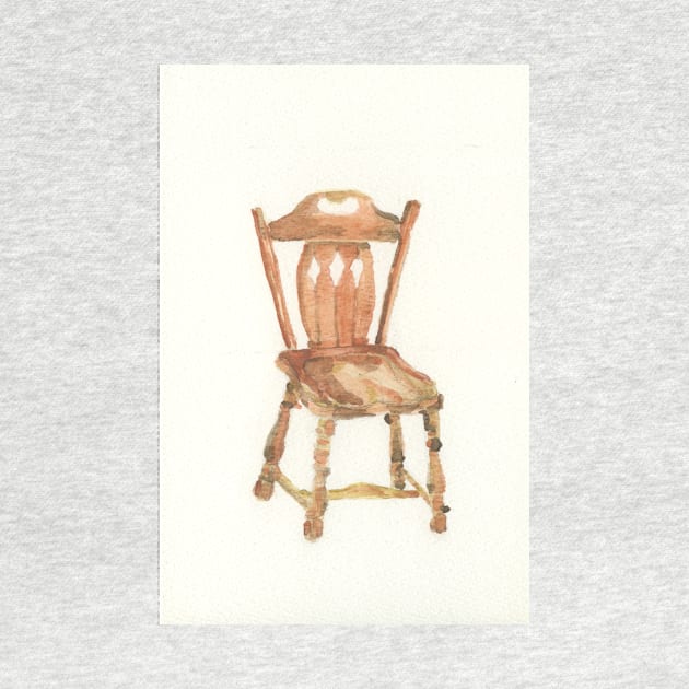 Wooden Captains Chair Watercolor by ellenmueller